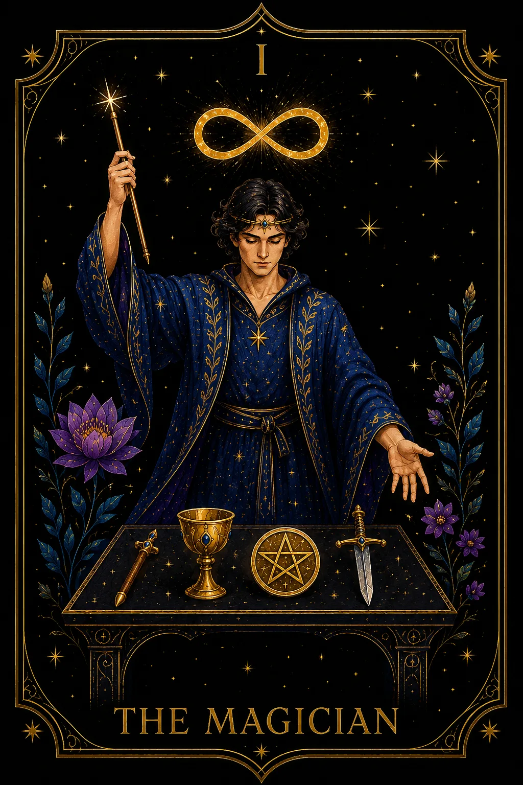 El Mago tarot card illustration — Major Arcana