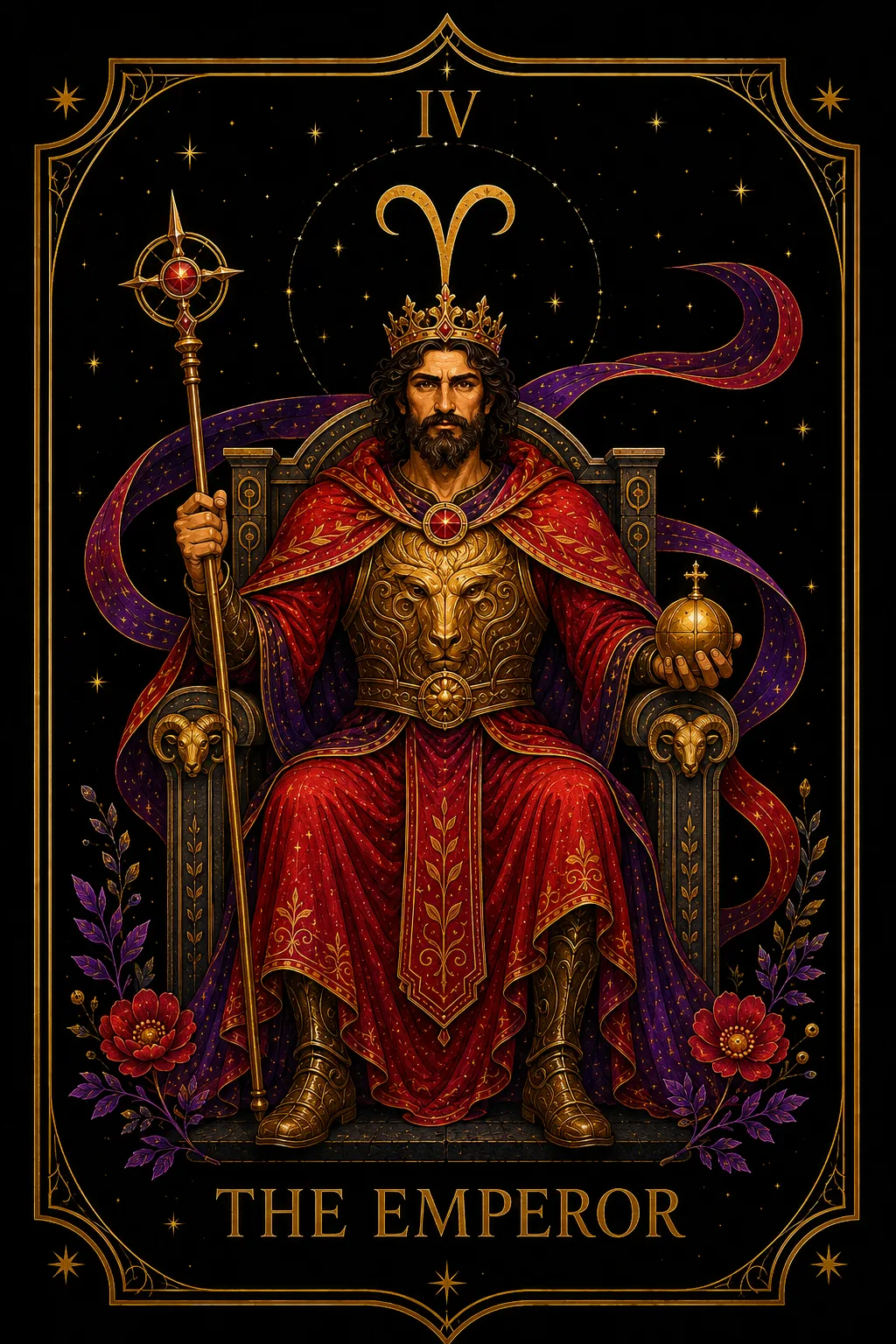 El Emperador tarot card illustration — Major Arcana