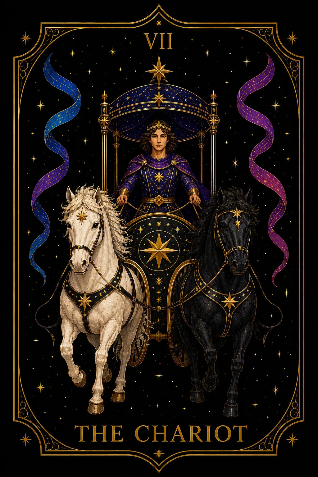 El Carro tarot card illustration — Major Arcana