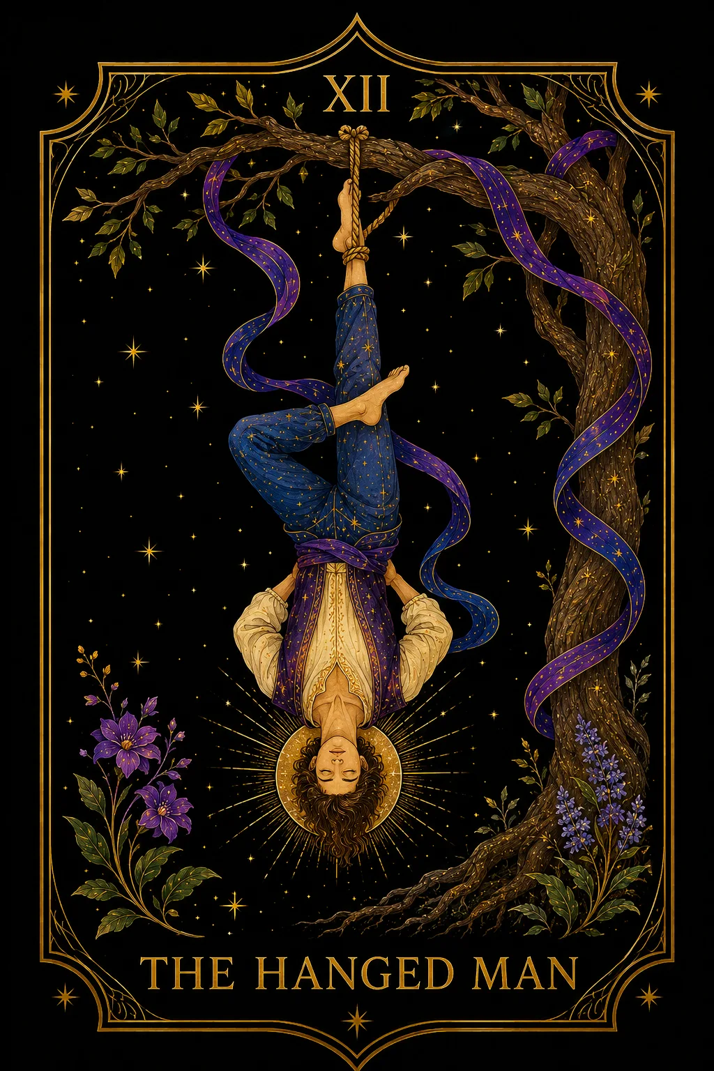 El Colgado tarot card illustration — Major Arcana