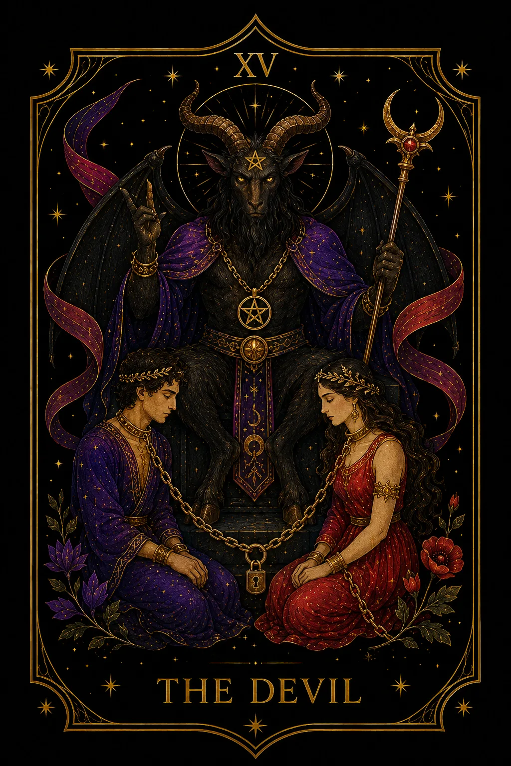 El Diablo tarot card illustration — Major Arcana