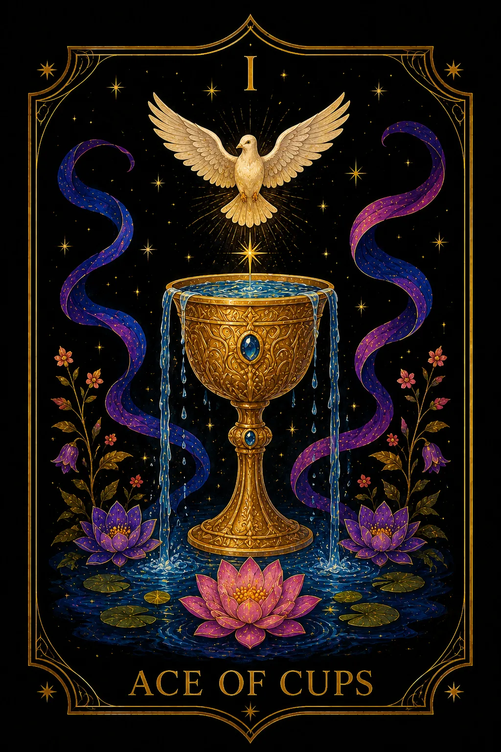 As de Copas tarot card illustration — Cups