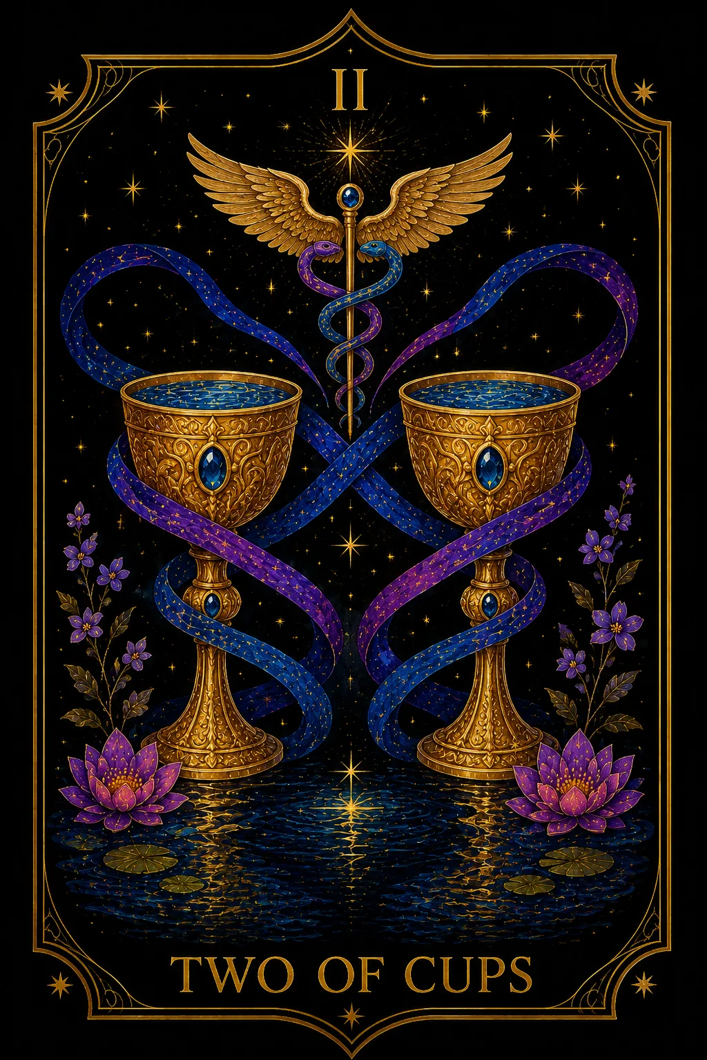 Dos de Copas tarot card illustration — Cups