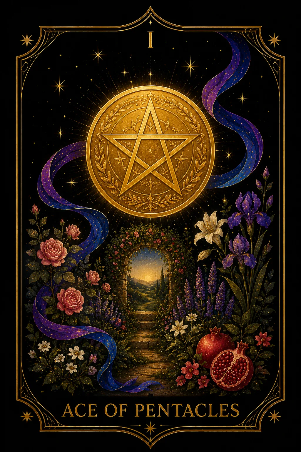 As de Oros tarot card illustration — Pentacles
