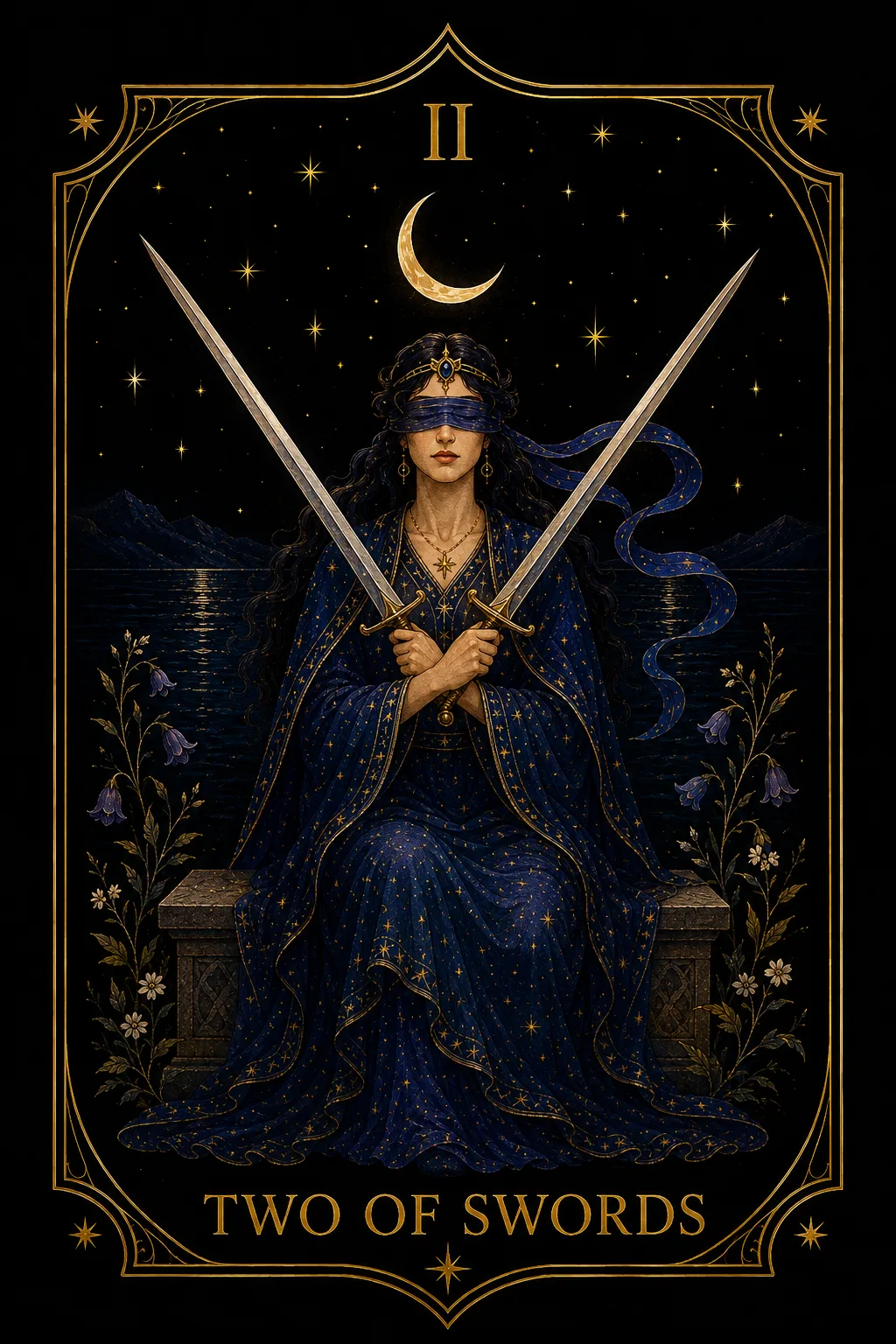 Dos de Espadas tarot card illustration — Swords