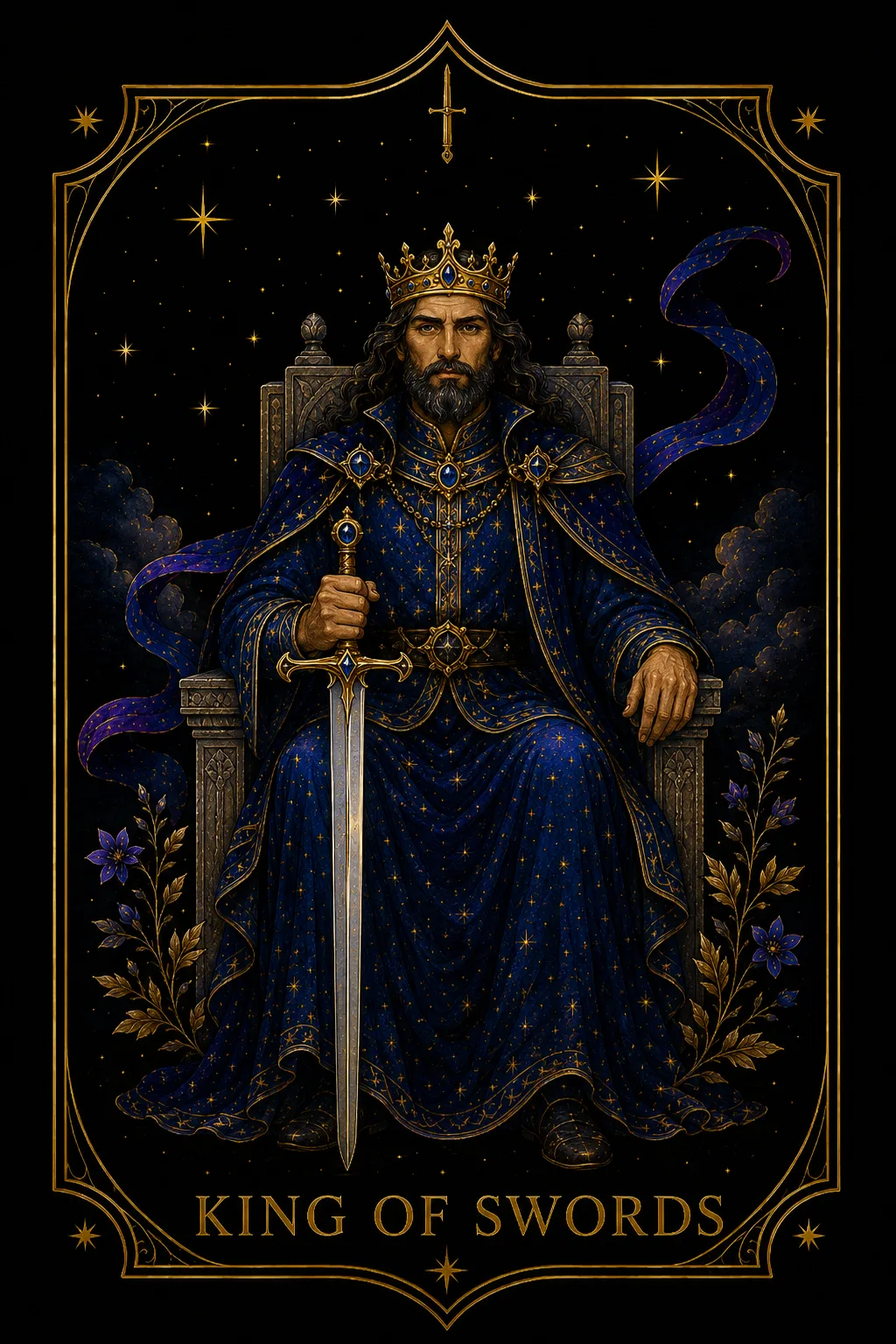 Rey de Espadas tarot card illustration — Swords